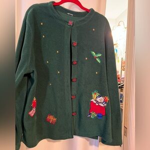 Dark Green Embroidered XL Christmas Jacket